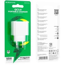 Мережевий зарядний пристрій BOROFONE BAS12A Erudite USB QC3.0 18W, білий