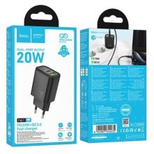 Мережевий зарядний пристрій HOCO N61 Gentle TYPE-C PD 20W + USB QC 3.0, чорний