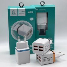 Мережевий зарядний пристрій DENMEN DC15 2.4A 4USB
