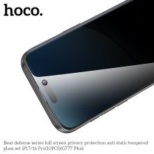 Скло антистатичне загартоване HOCO G777 Plus Bear Defense privacy protection для телефону APPLE iPhone 16 PRO | iPhone 17 6.3"
