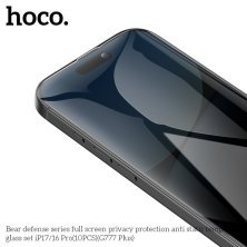 Скло антистатичне загартоване HOCO G777 Plus Bear Defense privacy protection для телефону APPLE iPhone 16 PRO | iPhone 17 6.3"