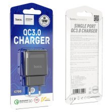 Мережевий зарядний пристрій HOCO C72Q USB QC3.0, чорний