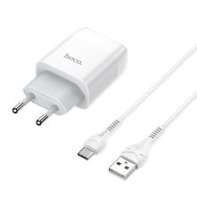 Мережевий зарядний пристрій HOCO C73A 2 USB 2.4A + КАБЕЛЬ USB - Type-C білий
