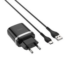 Мережевий зарядний пристрій HOCO C12Q SMART USB QC3.0 + кабель USB - TYPE-C, чорний