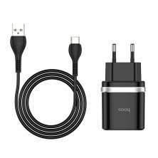 Мережевий зарядний пристрій HOCO C12Q SMART USB QC3.0 + кабель USB - TYPE-C, чорний