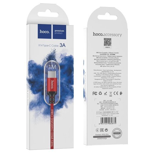 USB кабель HOCO X14 USB - Type-C, 1 метр, червоний