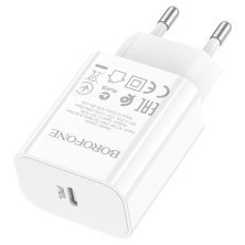 Мережевий зарядний пристрій BOROFONE BA65A Single port PD20W USB-C, білий