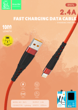 Кабель USB Denmen D57L USB - Lightning (2.4A) ЧОРНИЙ силіконовий провід