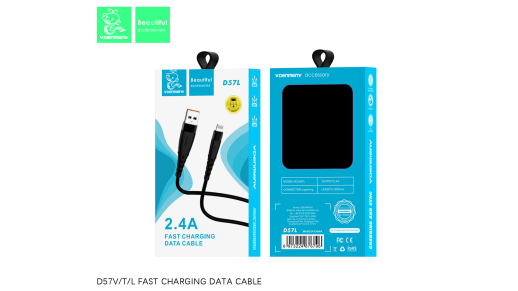 Кабель USB Denmen D57L USB - Lightning (2.4A) ЧОРНИЙ силіконовий провід