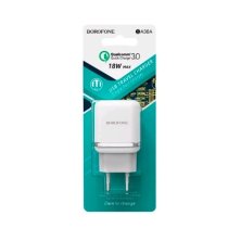 Мережевий зарядний пристрій BOROFONE BA36A High speed single port QC3.0, БІЛИЙ