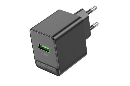 Мережевий зарядний пристрій BOROFONE BAS12A Erudite USB QC3.0 18W, чорний