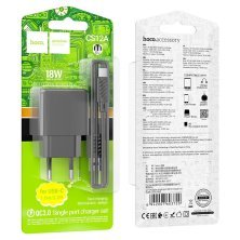 Мережевий зарядний пристрій HOCO CS12A QC3.0 USB + КАБЕЛЬ USB - Type-C ЧОРНИЙ
