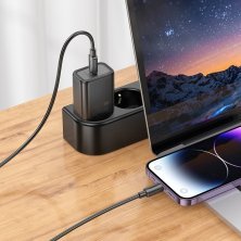 Мережевий зарядний пристрій HOCO N62 Gentle TYPE-C PD 30W + КАБЕЛЬ TYPE-C - LIGHTNING, чорний