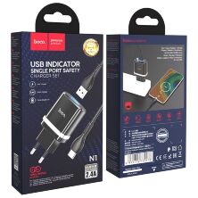 СЗУ HOCO N1 (1USB/2.4A) + USB - Type-C (12pc) (черный)