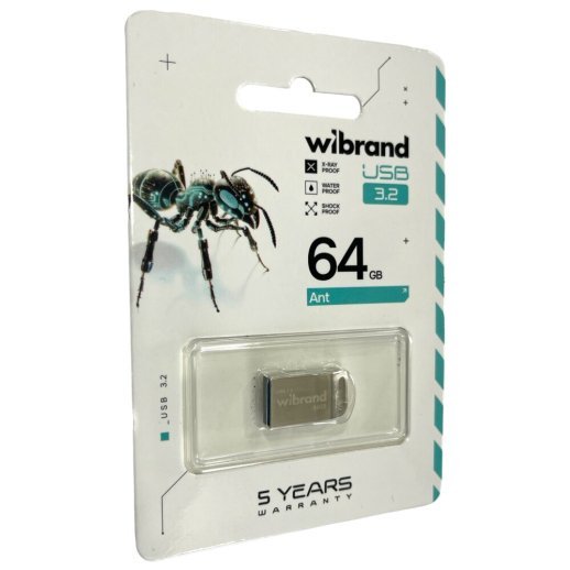 USB флеш 64Gb Wibrand Ant 3.2 Gen1 Silver