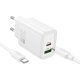Мережевий зарядний пристрій HOCO N63 TYPE-C PD 30W + USB QC 3.0 + КАБЕЛЬ TYPE-C - TYPE-C, білий