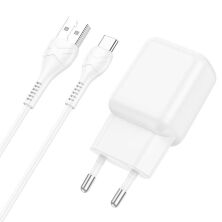 Мережевий зарядний пристрій HOCO C96A USB 2.1A + КАБЕЛЬ USB - Type-C білий