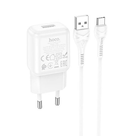 Мережевий зарядний пристрій HOCO C96A USB 2.1A + КАБЕЛЬ USB - Type-C білий