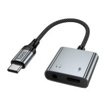 Переходник AUDIO HOCO UPA34 Type-C - Type-C Power + Jack 3.5 (серый)
