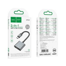 Переходник AUDIO HOCO UPA34 Type-C - Type-C Power + Jack 3.5 (серый)