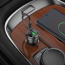 Автомобільний зарядний пристрій BOROFONE BZ25 TYPE-C PD 38W / USB QC3.0 + кабель TYPE-C - TYPE-C, чорний