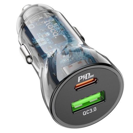 Автомобільний зарядний пристрій HOCO Z47A PD 30W TYPE-C / USB QC 3.0, чорний