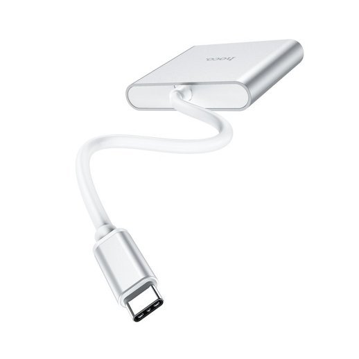 Адаптер-концентратор HOCO HB14 Easy Use Type-C - USB3.0 + HDMI + PD, алюминиевый корпус (серый)