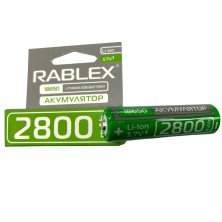 Акумулятор Rablex 18650 Li-Ion ICR18650 2800mAh TipTop 3.7V зелений в упаковці