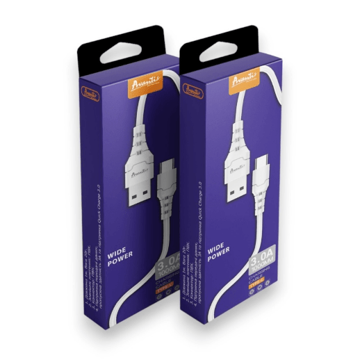 USB Cable Avantis A102 Wide Power 3A charging data cable Type-C White