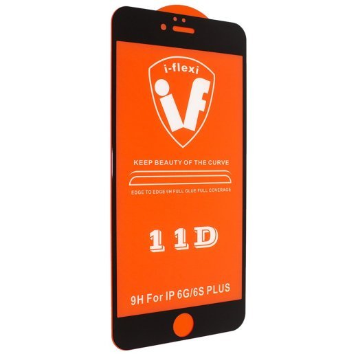 Захисне скло для телефону 11D 9H i-flexi IPHONE 6 PLUS / 6S PLUS в упаковці ЧОРНИЙ