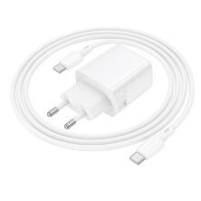 Мережевий зарядний пристрій BOROFONE BN26 PD 20W + кабель TYPE-C - TYPE-C, білий