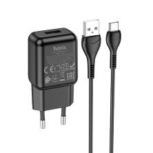 Мережевий зарядний пристрій HOCO C96A USB 2.1A + КАБЕЛЬ USB - Type-C чорний