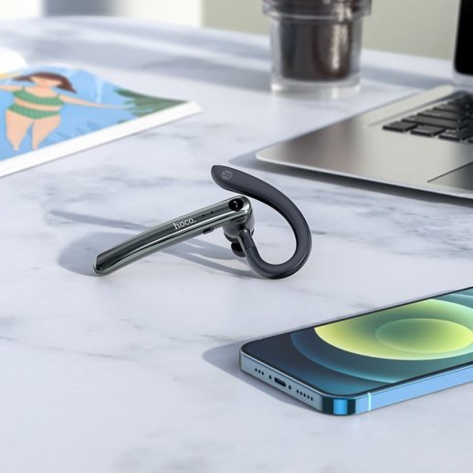 Бездротова Bluetooth-моно-гарнітура HOCO S19 Heartful з ENC (покращення голосу під час дзвінків), metal gray