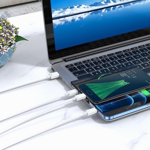 USB кабель HOCO X74 3в1: Lightning/Micro/Type-C, білий