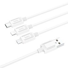 USB кабель HOCO X74 3в1: Lightning/Micro/Type-C, білий
