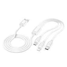 USB кабель HOCO X74 3в1: Lightning/Micro/Type-C, білий