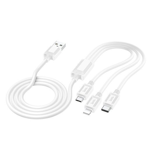 USB кабель HOCO X74 3в1: Lightning/Micro/Type-C, білий